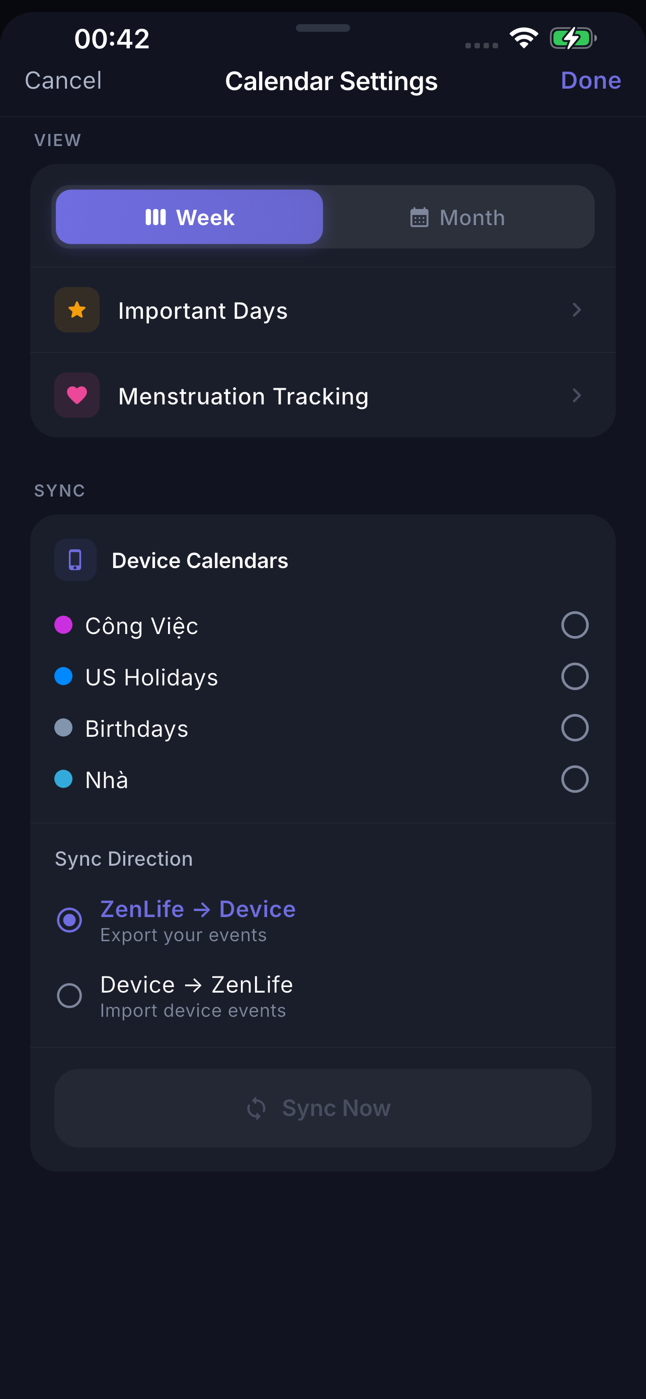 Settings